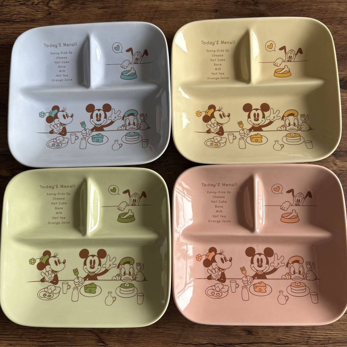【1回使用】ディズニー陶器のランチプレート ワンプレート 深皿 お皿 朝食 お子様ランチ 4色セット 食器拍卖