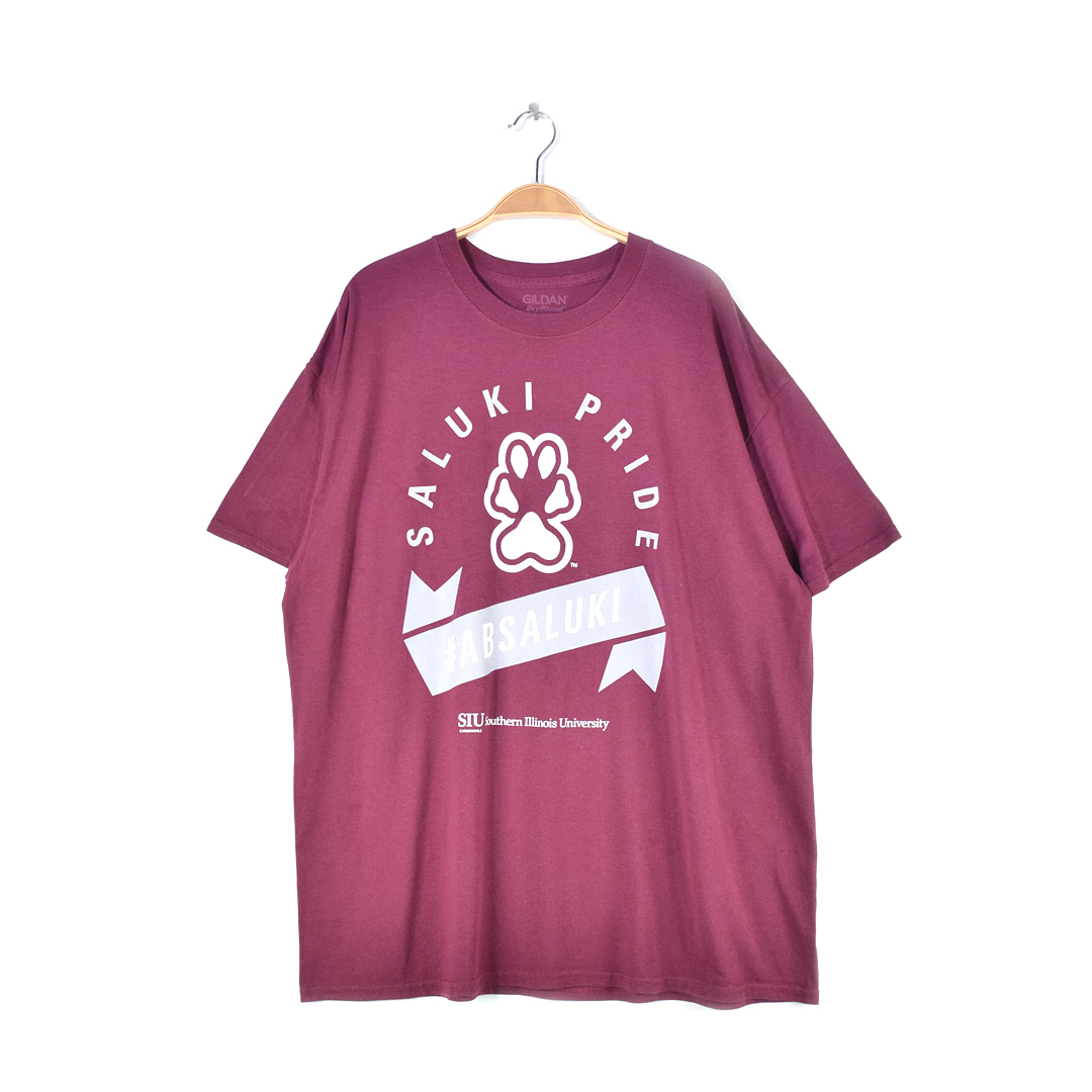 【送料無料】ギルダン Tシャツ カレッジ 南イリノイ大学 アーチロゴ あずき バーガンディー メンズXL アメカジ 古着 @BZ0289拍卖