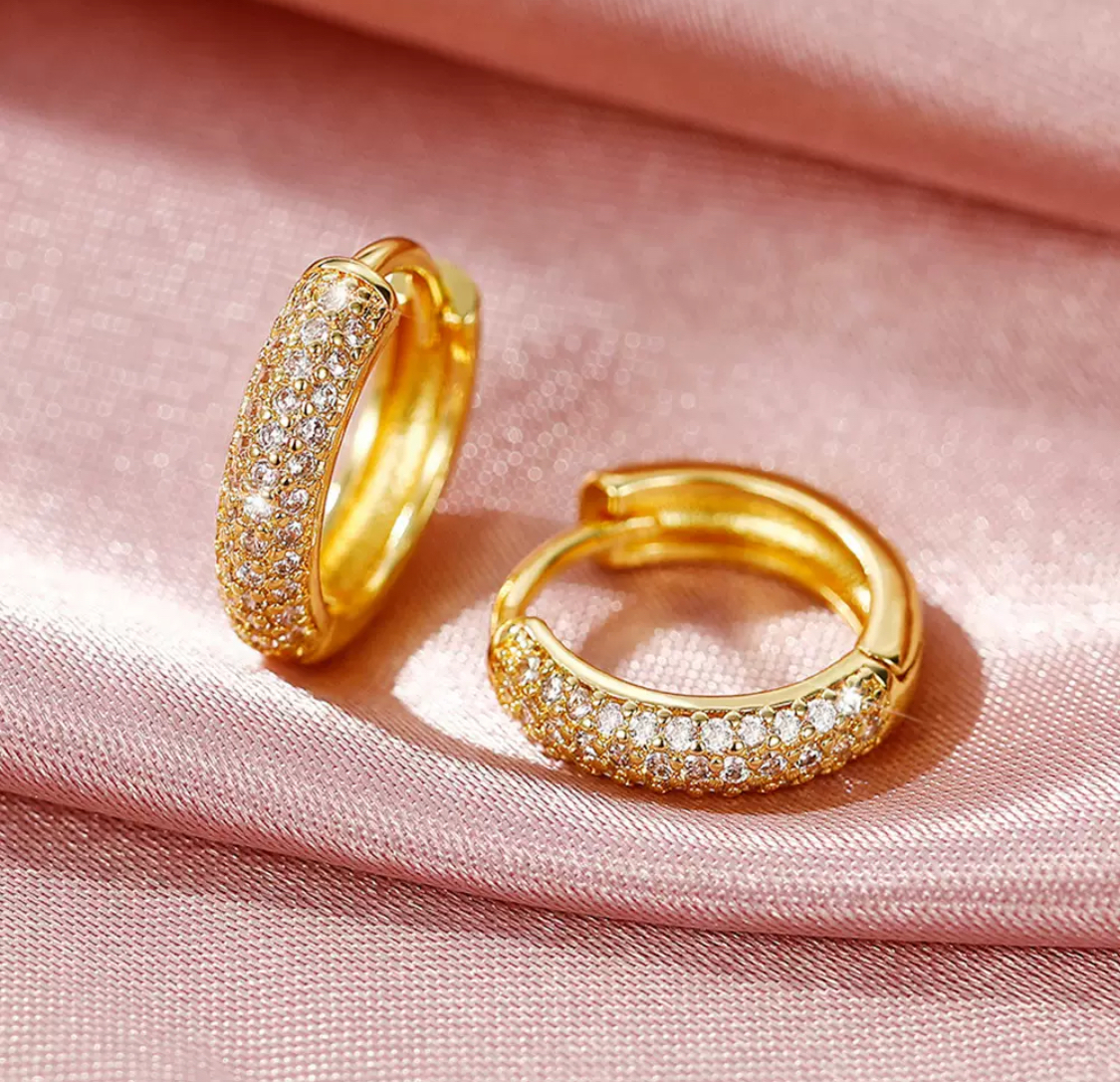 フープピアス イエローゴールド czダイヤ k18コート s925拍卖