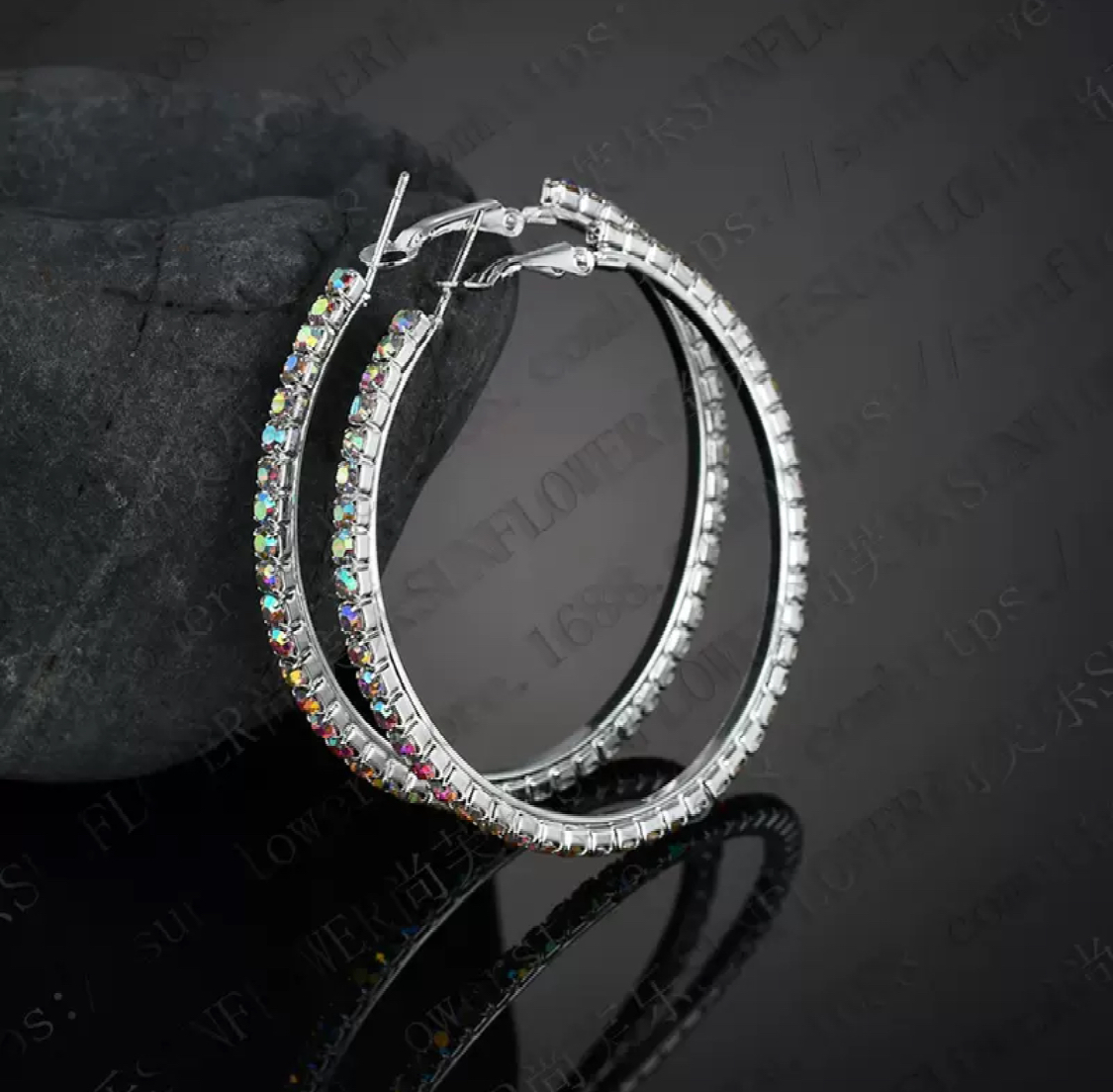 ホワイトゴールド ピアス 大振り リングピアス czダイヤモンド k18コート s925拍卖