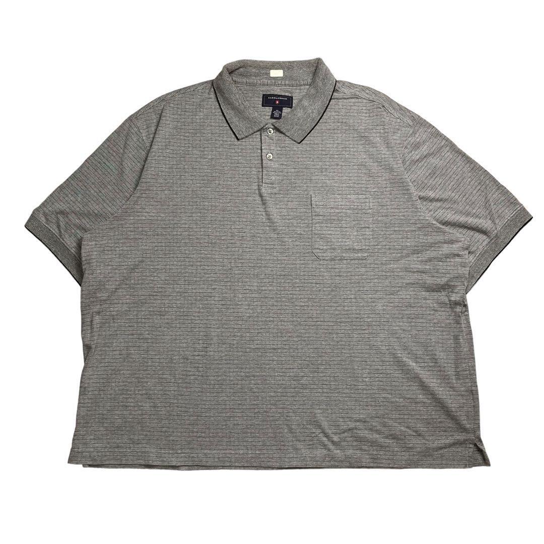 ポロシャツ 半袖 ゴルフ チェック シンプル ビッグサイズ グレー拍卖
