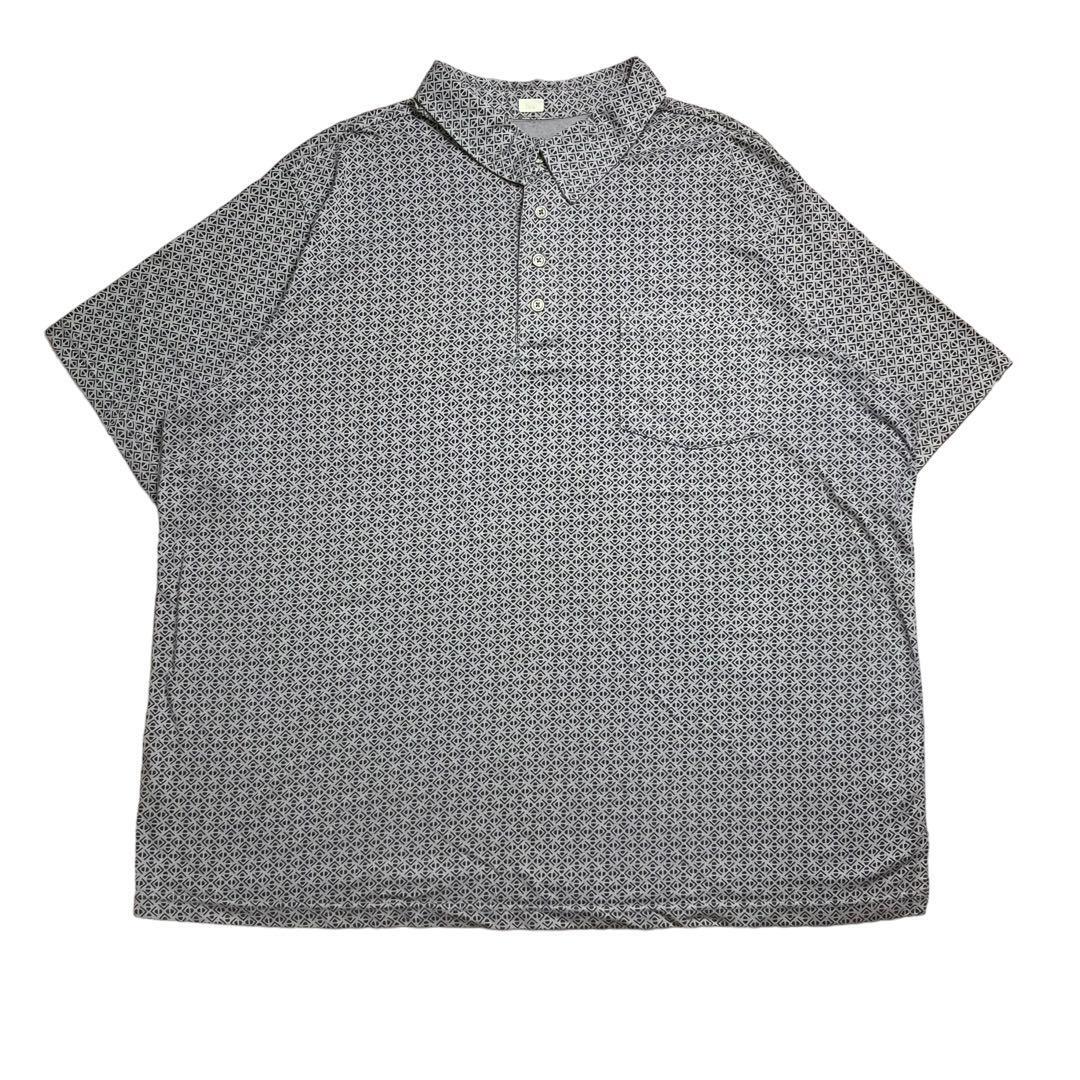 ポロシャツ 半袖 ゴルフ 幾何学模様 ビッグサイズ グレー ポケット拍卖