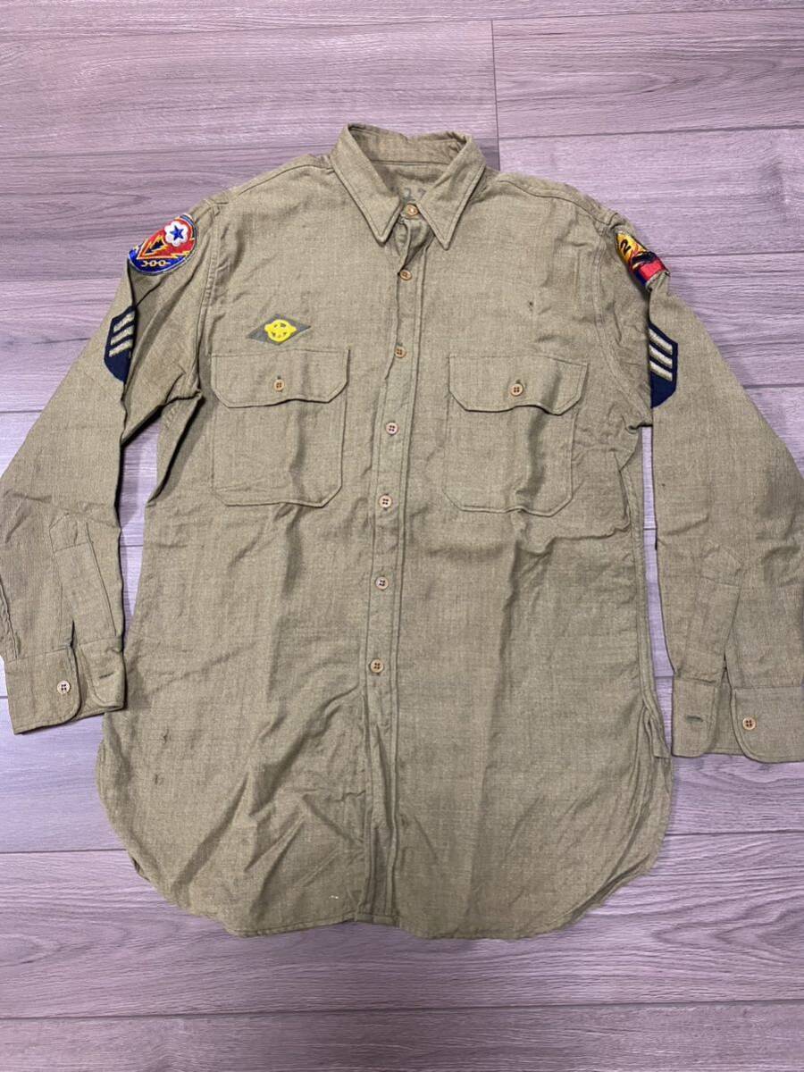 ビンテージ ミリタリーシャツ ウールシャツ長袖シャツ 40.50s拍卖