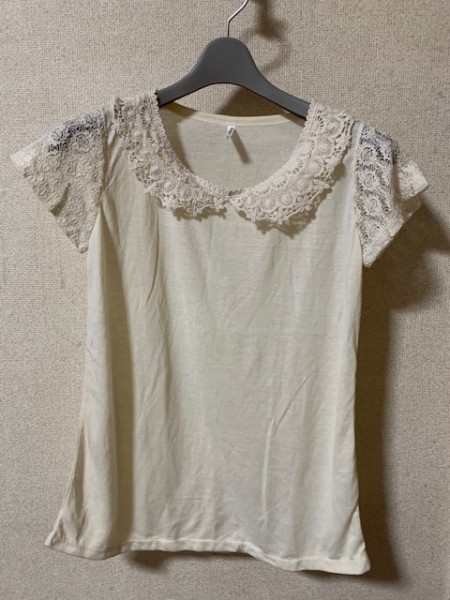【未使用・わけあり】カットソー レース襟付き拍卖