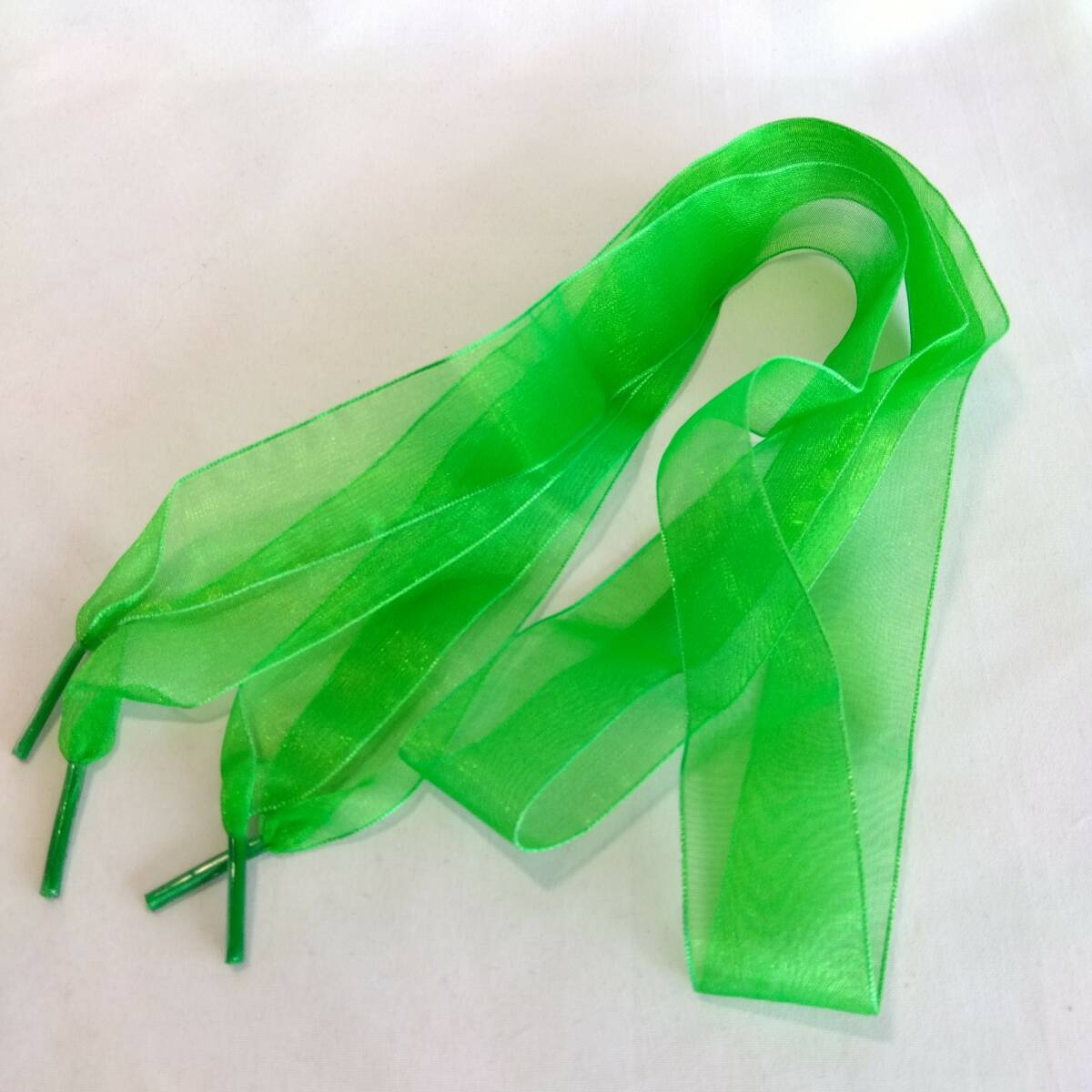 靴ひも 靴紐 リボン グリーン 80cm 幅2.7cm 2本組拍卖