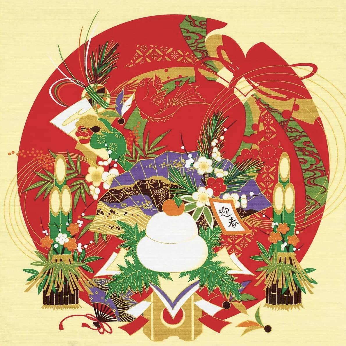 彩時記 小ふろしき「お正月」約50cm(お弁当、ランチョンマットに)y36-054401拍卖