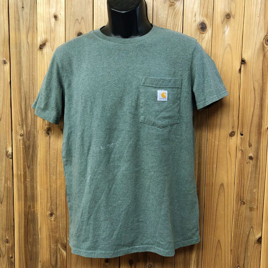 carhartt /ORIGINAL FIT /カーハート /メンズS 半袖Tシャツ トップス ポケットTシャツ グリーン系 ワーク アメカジ USA古着拍卖