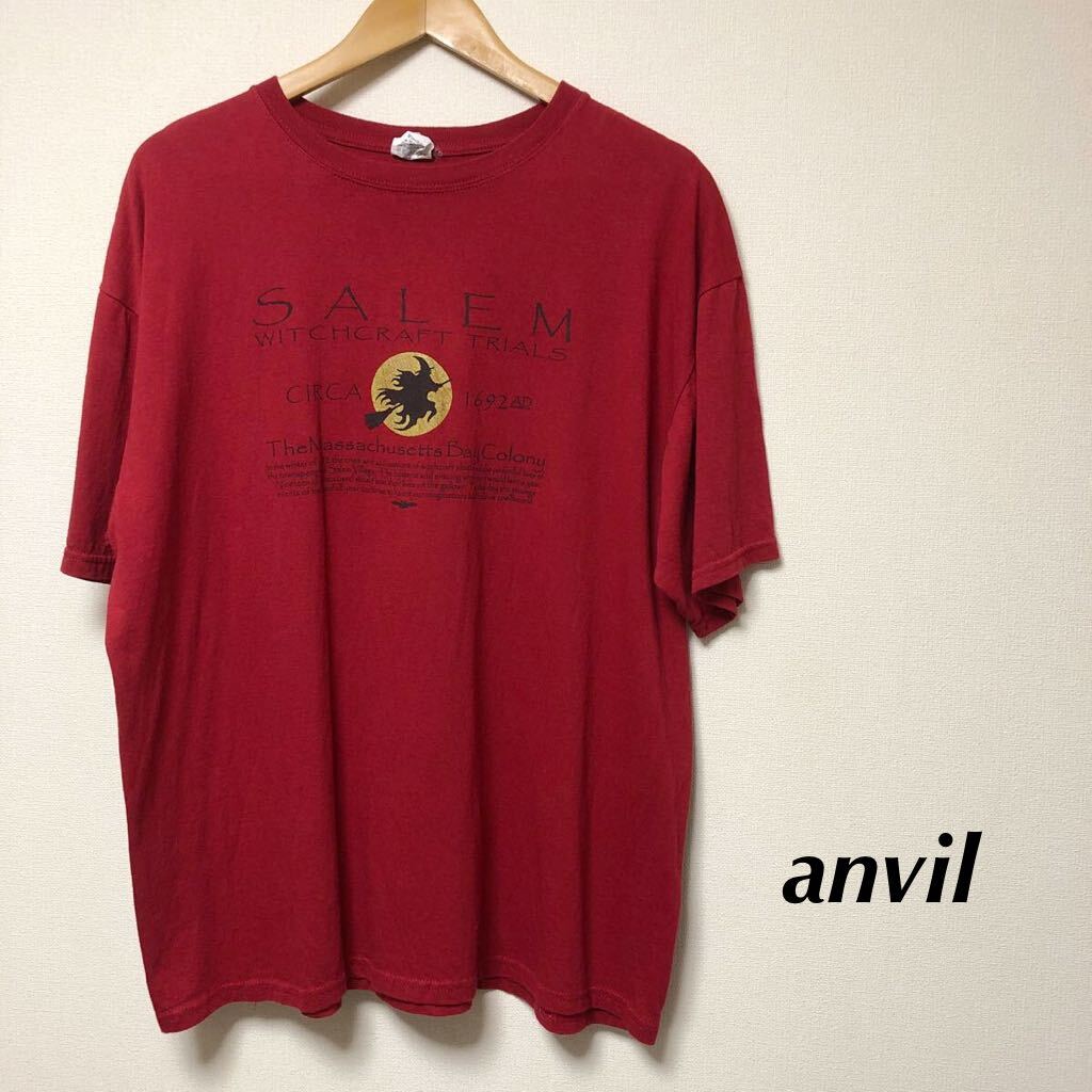 anvil /アンビル /メンズXL 半袖Tシャツ プリントTシャツ SALEM トップス 赤 アメカジ USA古着拍卖