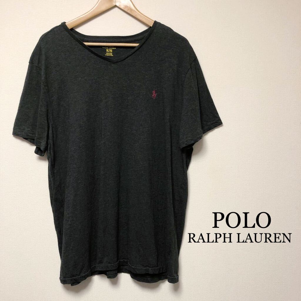 POLO RALPH LAUREN /ポロ ラルフローレン メンズXL 半袖Tシャツ Vネック トップス ポニー刺繍 コットン100% アメカジ USA古着拍卖