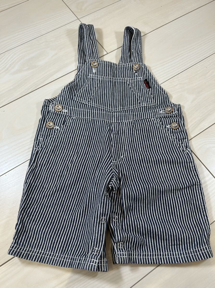 【ub・club】ストライプ柄オーバーオール90☆ベビーキッズ拍卖