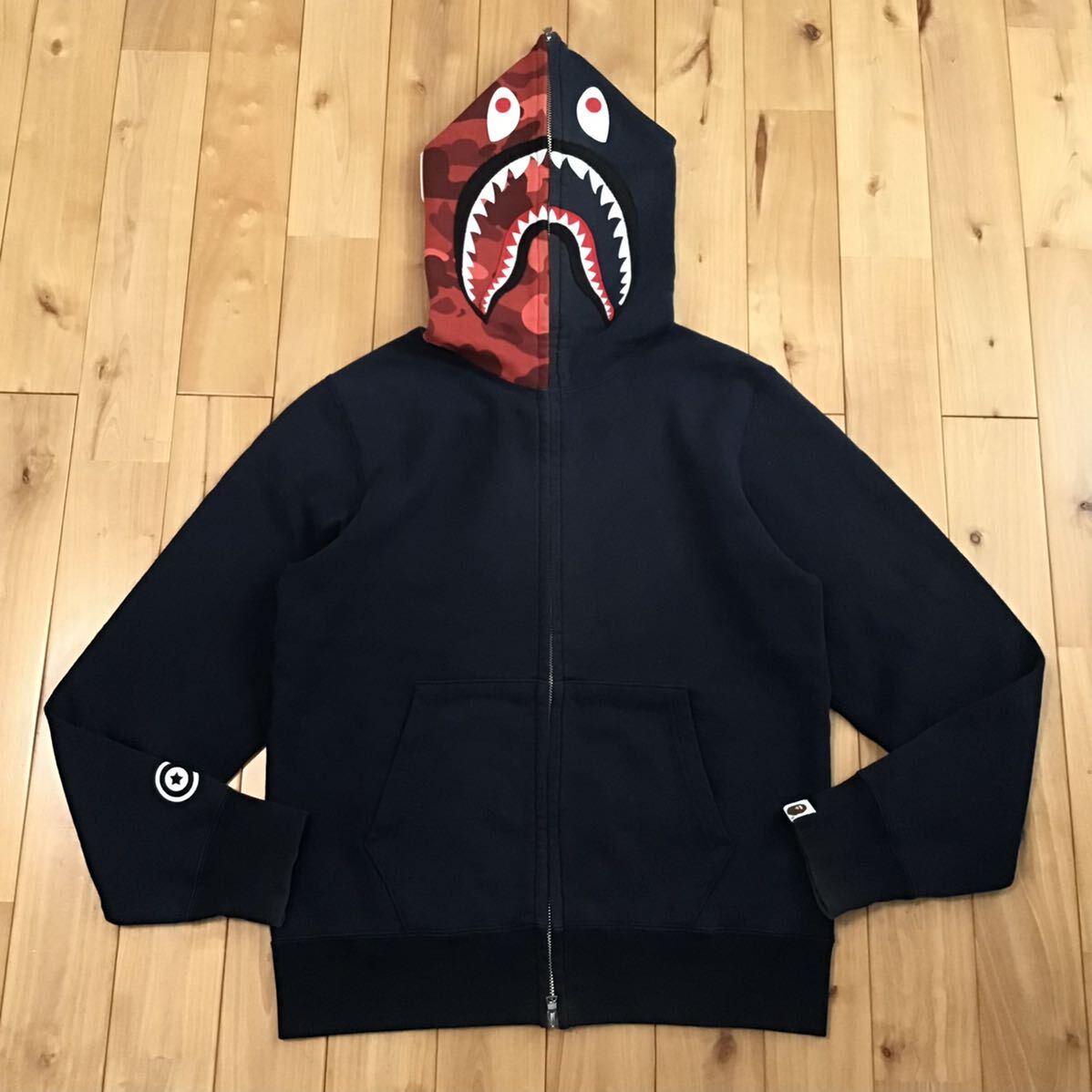 ネイビー × Red camo シャーク パーカー Mサイズ shark full zip hoodie a bathing ape BAPE エイプ ベイプ アベイシングエイプ hhi5拍卖