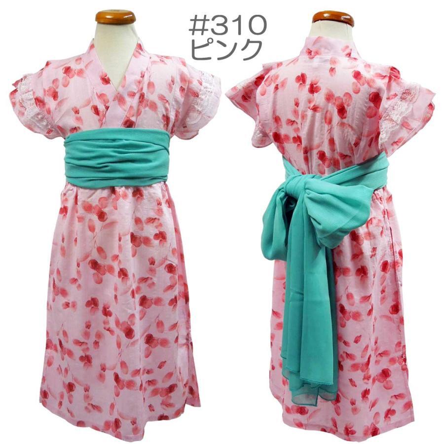 ☆新品未使用☆ ワンピース浴衣2点セット【ワンピース+帯1本】130 ピンク 花柄 ゆかた 浴衣 簡単着付け 夏祭り 女の子 キッズ拍卖