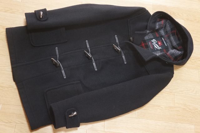 J389 即決 英国製 Gloverall グローバーオール Wフェイス ウールメルトン ダッフルコート 34 タイト目の M 程度 ブラック拍卖