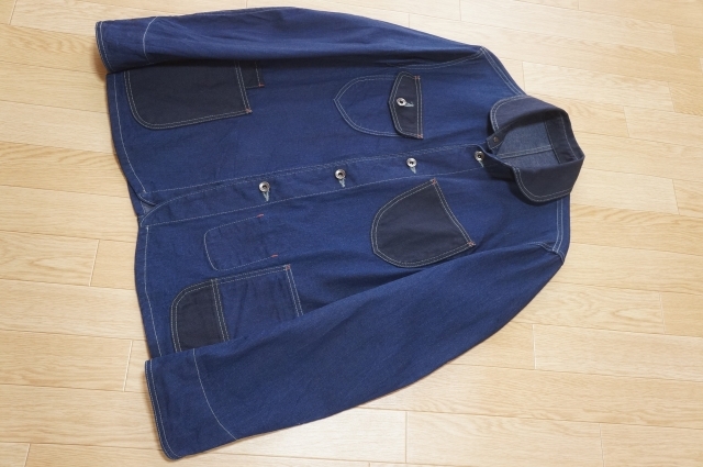 J394 即決 良品 備中倉敷工房 ETERNAL エターナル 切り返しデザイン デニムジャケット カバーオール M 日本製拍卖