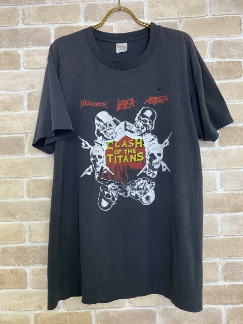 アメリカ製 CLASH OF THE TITANS クラッシュオブタイタンズ SLAYER MEGADETH TESTAMENT SUICIDAL バンドT USA製 XL 33839666#4拍卖