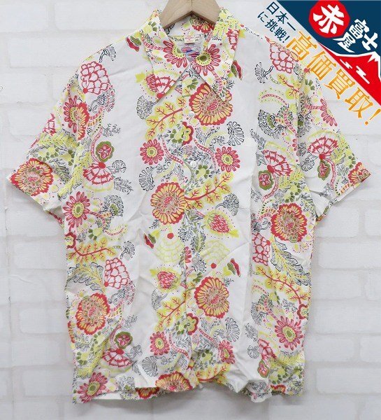 8T3440【クリックポスト対応】DUKE KAHANAMOKU HANAHOU FLOWER 半袖レーヨンアロハシャツ DK36652 デュークカハナモク拍卖