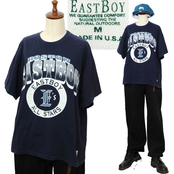 ★【国内正規 希少 USA製 レディース商品と思われますがメンズも可】90s 名作 EAST BOY イーストボーイ コットン100% ロゴTシャツ 半袖 M拍卖