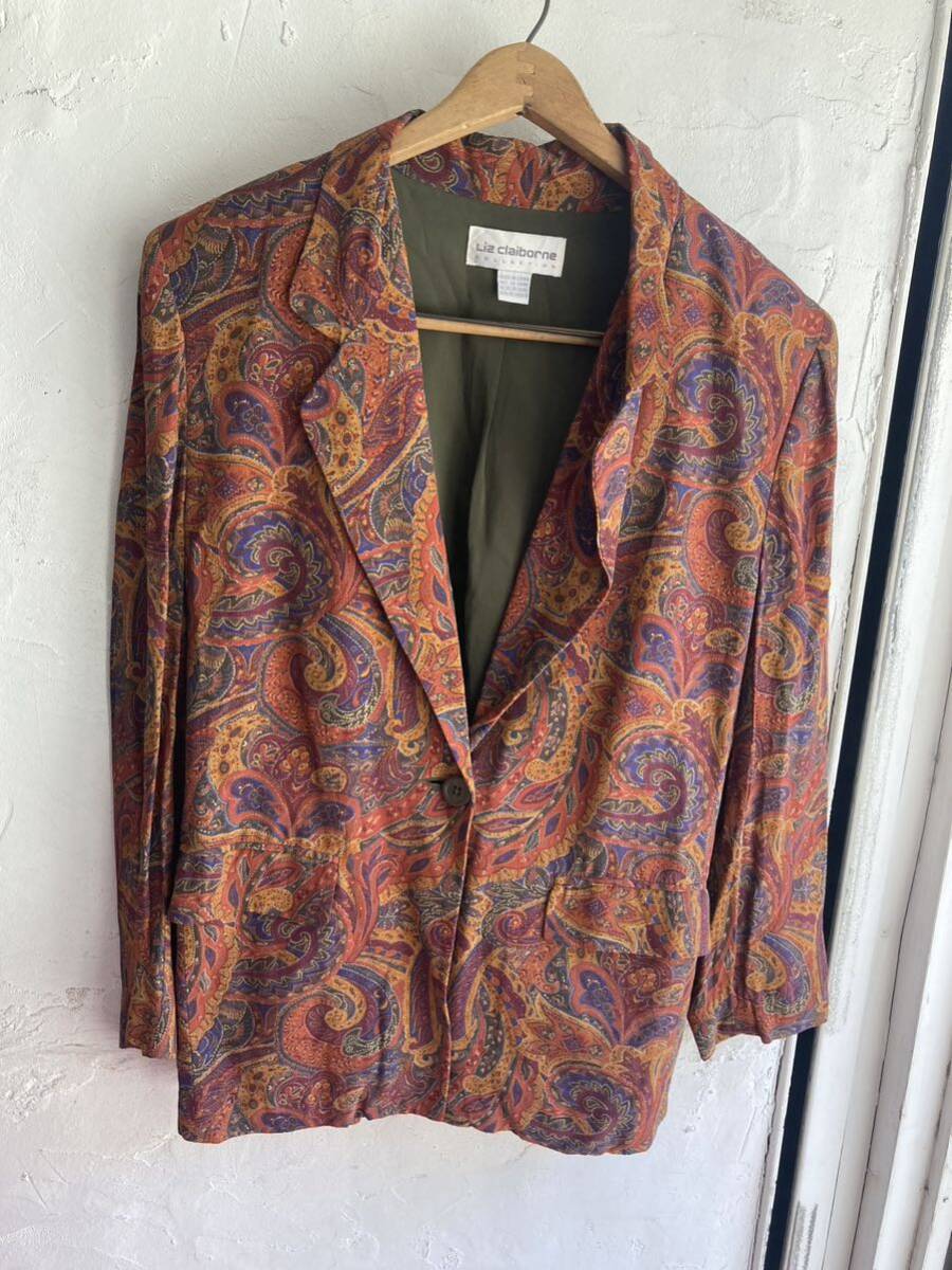 リズクレイボーン ペイズリー柄レーヨンジャケット レディース拍卖