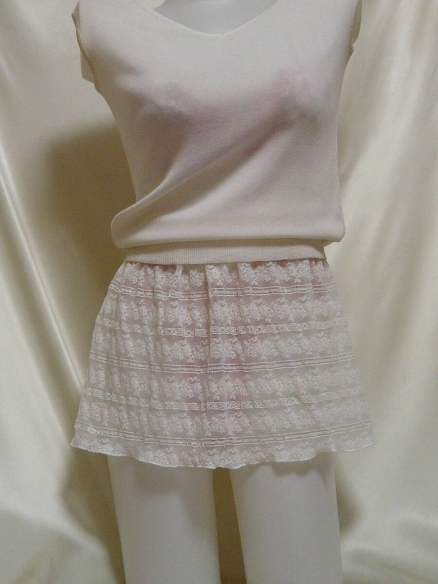 ♪♪オフホワイトの超マイクロミニ☆柔らかストレッチ☆お花柄レース^^♪♪ 拍卖