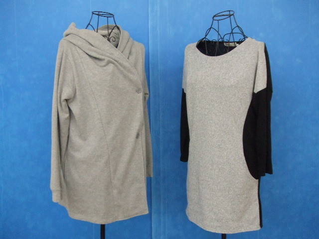 【お買得!】★グレー系トップス2点セット★①Ventviolet/長袖パーカー/サイズM ②CAHSE/七分袖カットソー/サイズL拍卖