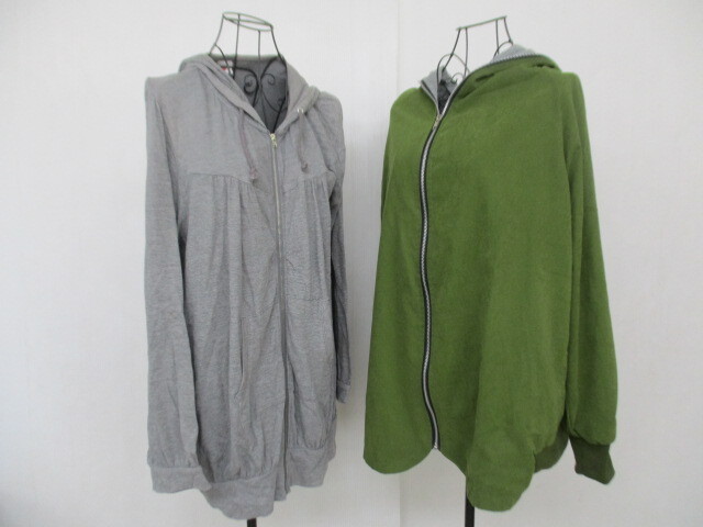 【お買得】★長袖パーカー2点セット★①NAVY NATURAL/グレー/Lサイズ ②Qian mei/緑系/XLサイズ拍卖