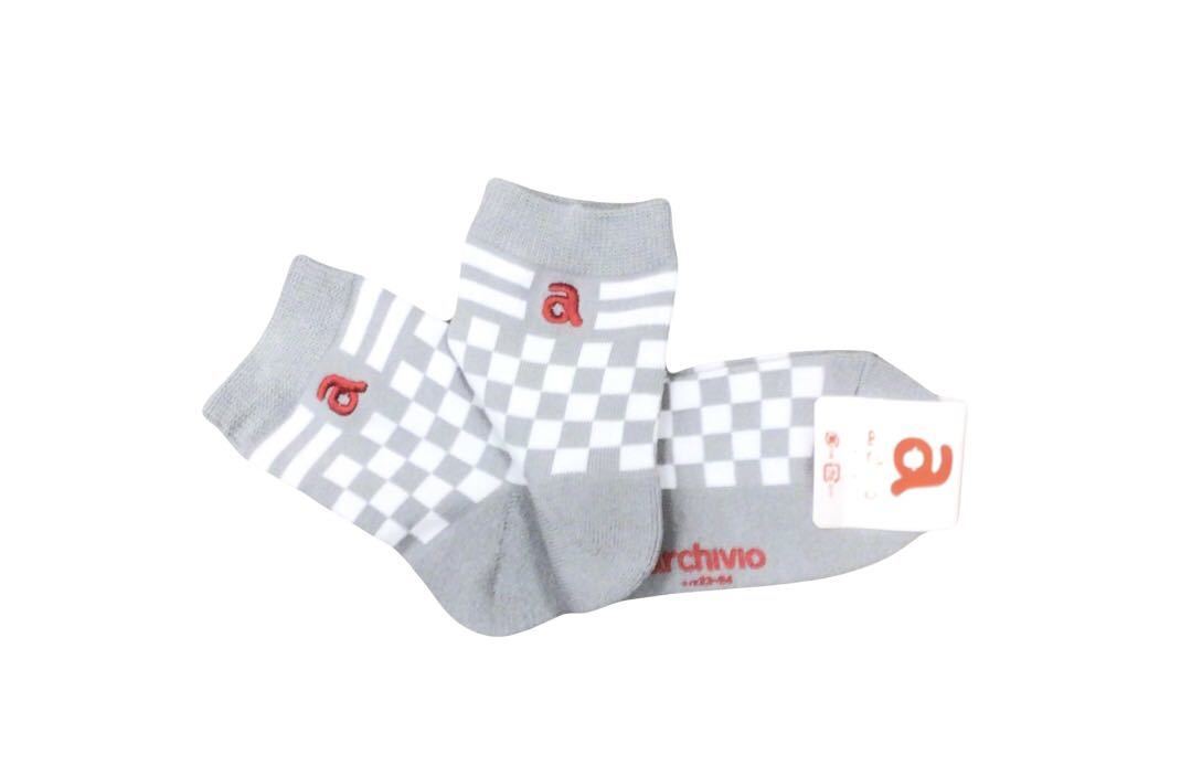 2024春夏 アルチビオ 市松模様ソックス シルバーグレー/白拍卖
