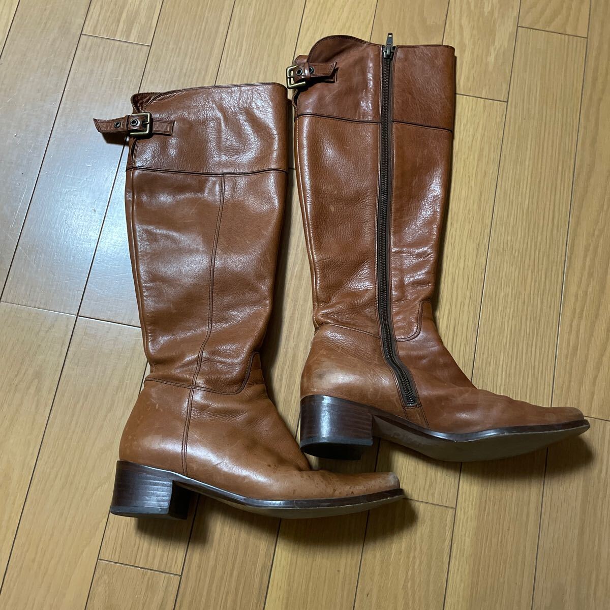 MARGARET HOWELL idea天然皮革 ロングブーツ22.5 ヒール高さ約4cm 日本製拍卖