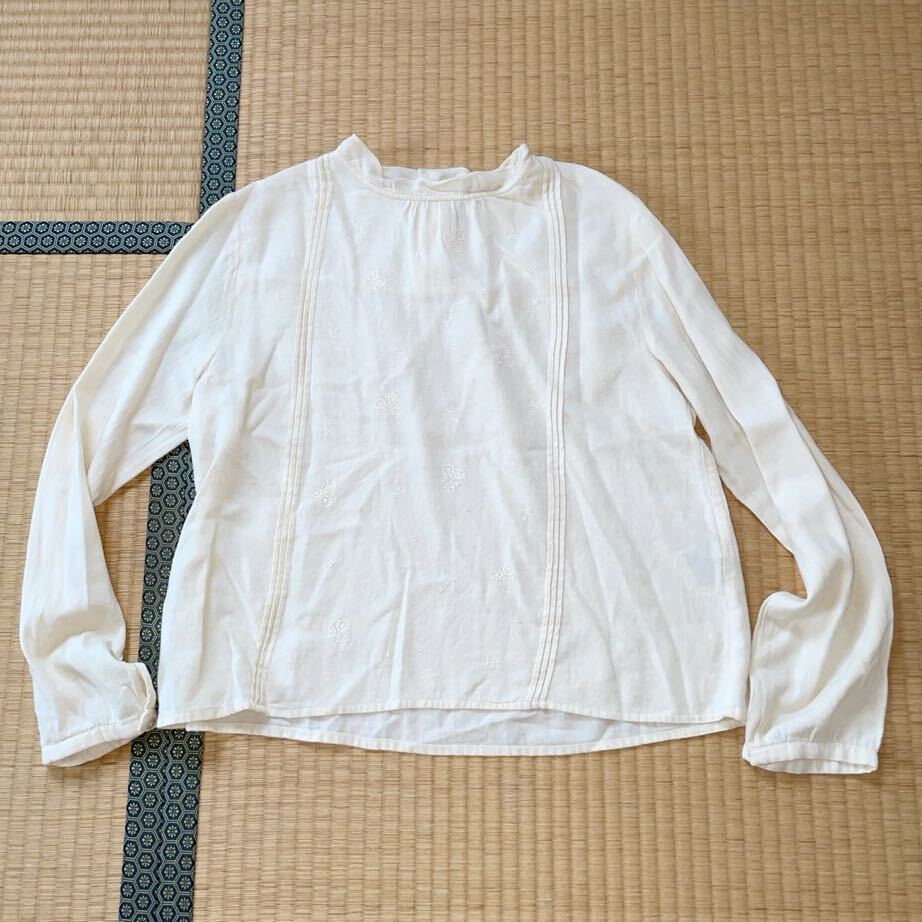 samansa mos2 シャツ Mサイズ ミルク色 綿100% 着丈54 身幅51 肩幅39拍卖