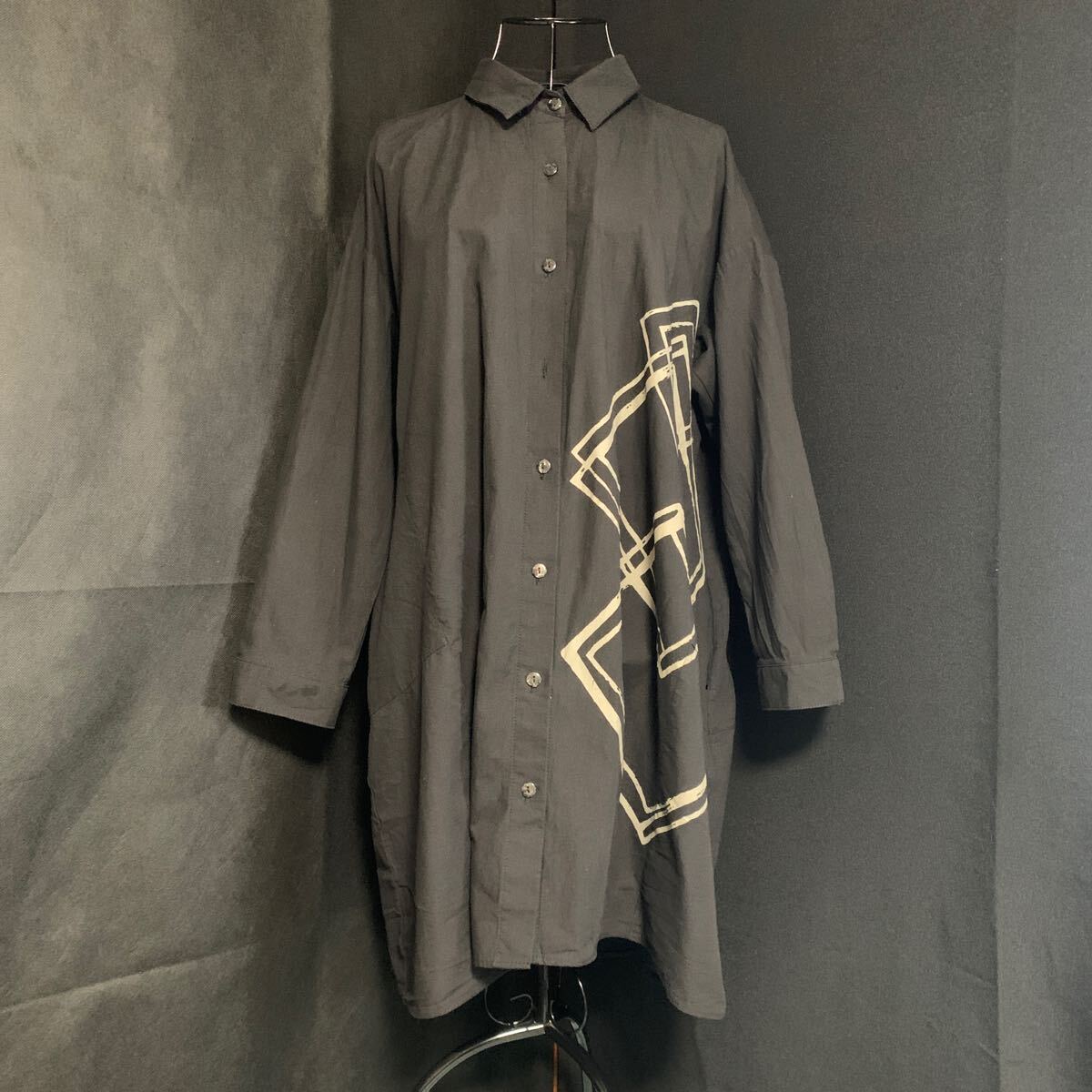 FOUR SEASONS シャツ 長袖 M〜L シャツワンピース 黒 (9849)拍卖