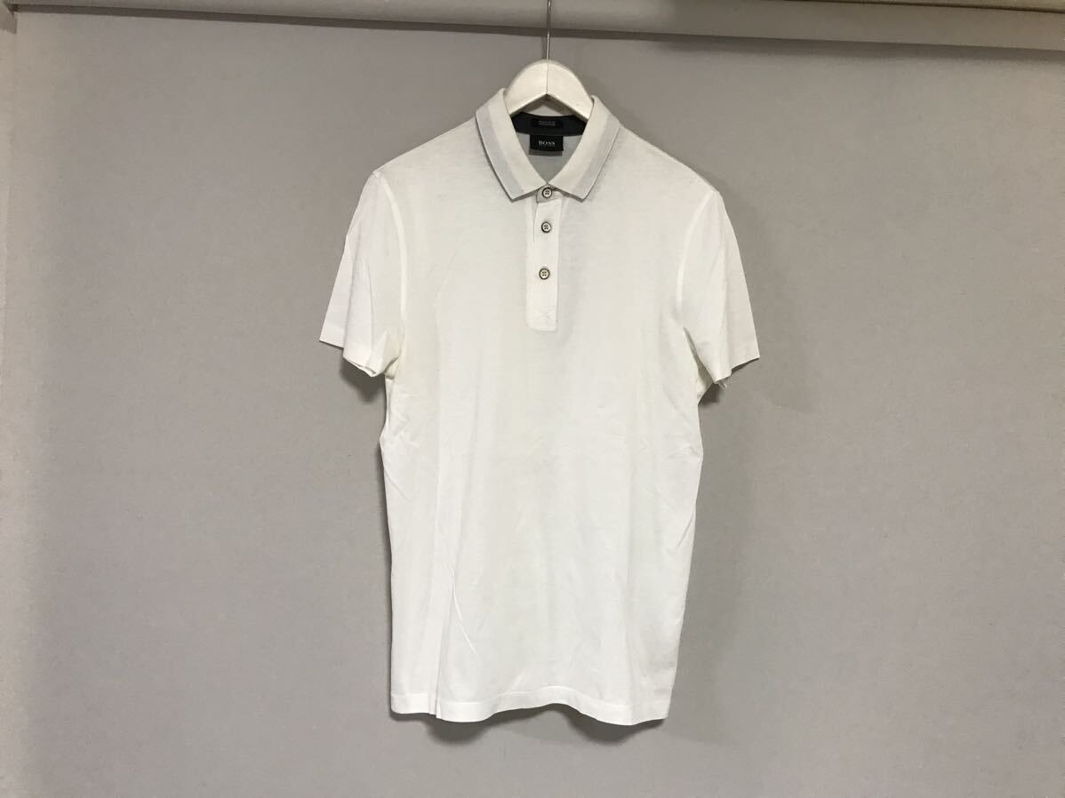 本物ヒューゴボスHUGOBOSSコットン半袖ポロシャツメンズサーフアメカジゴルフビジネススーツ白ホワイトM拍卖