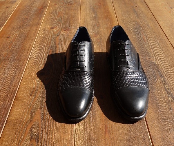 TMN-0420-002 新品 ボリーニ BOLLINI 素晴らしい雰囲気 イントレチャート レザーシューズ 6 革靴 ブリオーニ OEM 黒 ブラック系拍卖