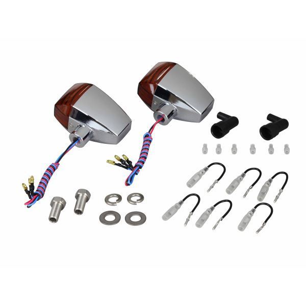 汎用 ZRタイプ LEDウインカークリスタルカットレンズ 2個入 ダブル仕様 メッキボディ/オレンジレンズ|ポッシュフェイス/POSH拍卖