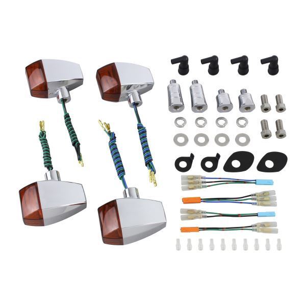 CB400SF(2004-2005/2008-2016) 用 ZRタイプ クリスタルカットレンズウインカーKIT メッキボディ/オレンジレンズ|ポッシュフェイス/POSH拍卖