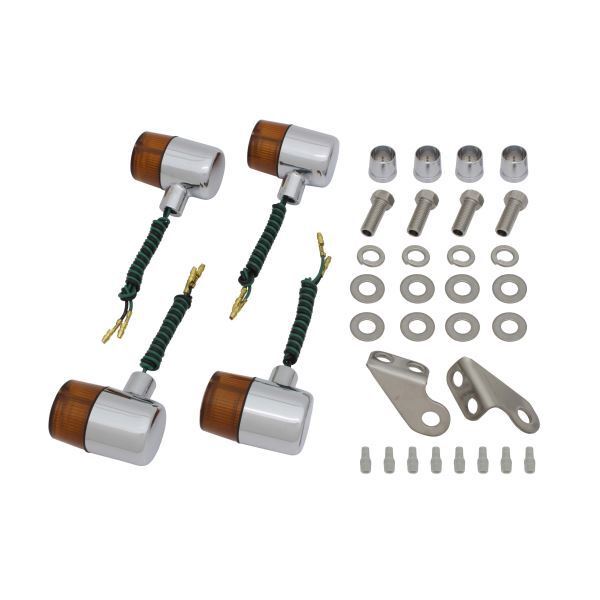 TW200E(1998-2001) 用 クラシカル 71タイプ ウインカーKIT メッキボディ/オレンジレンズ|ポッシュフェイス/POSH拍卖