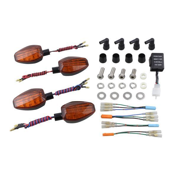 CRF250L/M(2012-2015) 用 ライトウェイトLEDウインカーKIT ブラックボディ/オレンジレンズ|ポッシュフェイス/POSH拍卖
