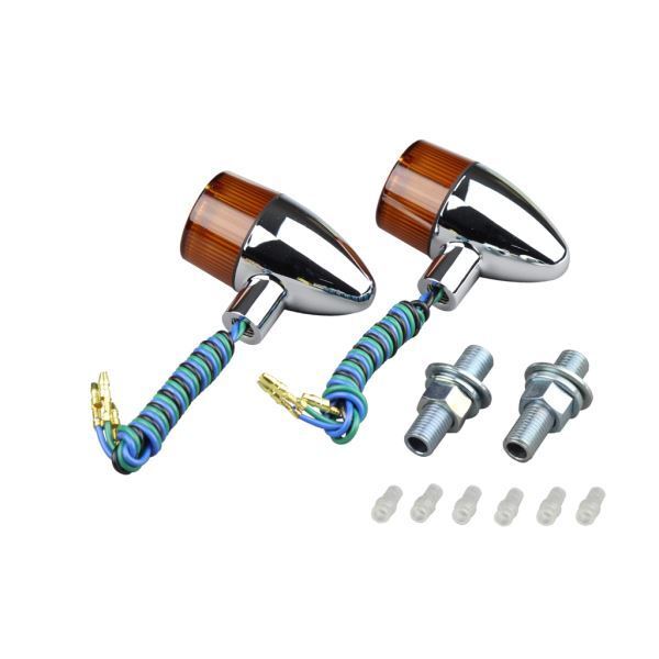 汎用 クラシカル砲弾タイプ W球(バルブ無) メッキボディ/オレンジレンズ|ポッシュフェイス/POSH拍卖