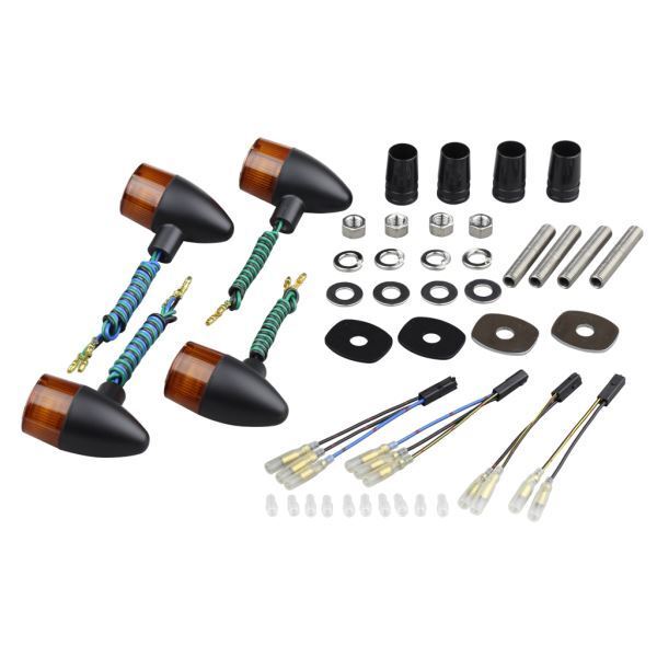 ZRX400-2(2004-) 用 クラシカル 砲弾タイプ ウインカーKIT ブラックボディ/オレンジレンズ|ポッシュフェイス/POSH拍卖