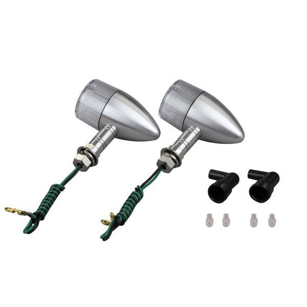 ミドルマシンドウインカー 砲弾タイプ ロングステーシングル球(バルブ無) シルバーボディ/クリアーレンズ|ポッシュフェイス/POSH拍卖