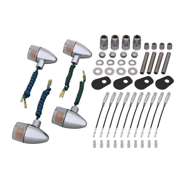 ZRX400(-2000) 用 クラシカル 砲弾タイプ ウインカーKIT メッキボディ/クリアーレンズ|ポッシュフェイス/POSH拍卖