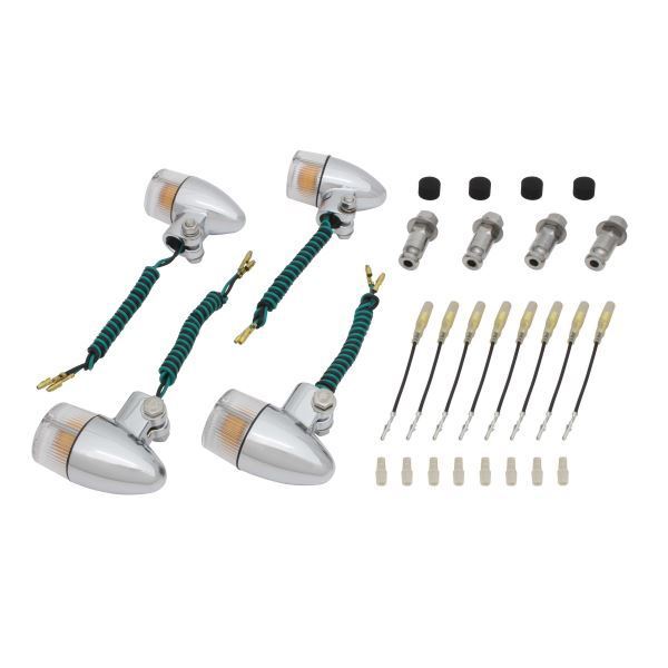 エストレヤ/ESTRELLA(-2006) 用 砲弾タイプ ウインカーKIT メッキボディ/クリアーレンズ|ポッシュフェイス/POSH拍卖