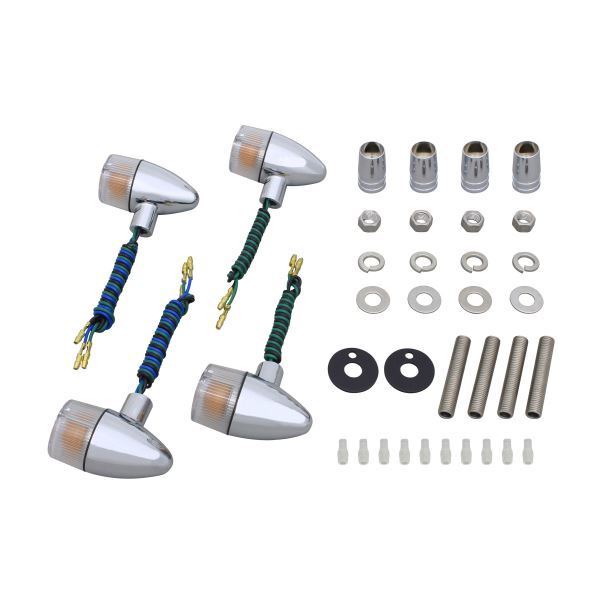 XJR1300(2000-2006) 用 クラシカル 砲弾タイプ ウインカーKIT メッキボディ/クリアーレンズ|ポッシュフェイス/POSH拍卖