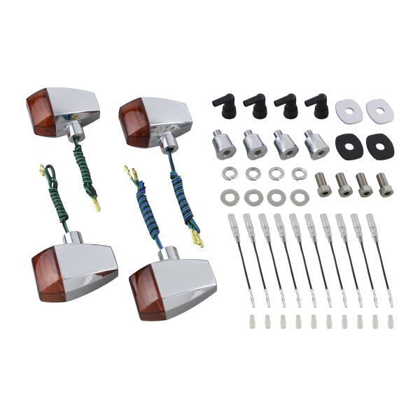 ZRX400-2(-2000) 用 ZRタイプ クリスタルカットレンズウインカーKIT メッキボディ/オレンジレンズ|ポッシュフェイス/POSH拍卖