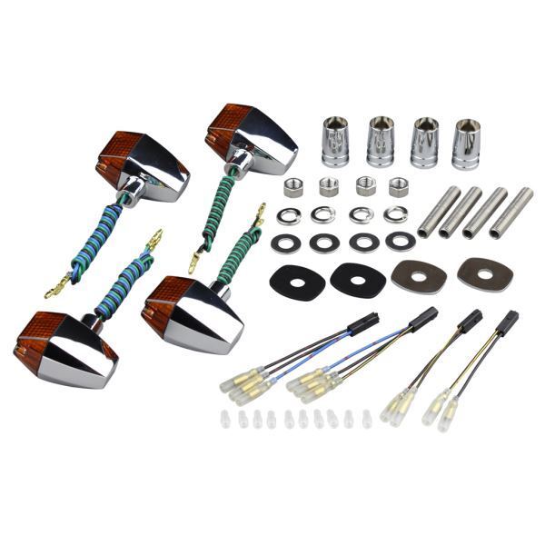 ZRX400-2(2004-) 用 クラシカル スリムシャープタイプ ウインカーKIT メッキボディ/オレンジレンズ|ポッシュフェイス/POSH拍卖