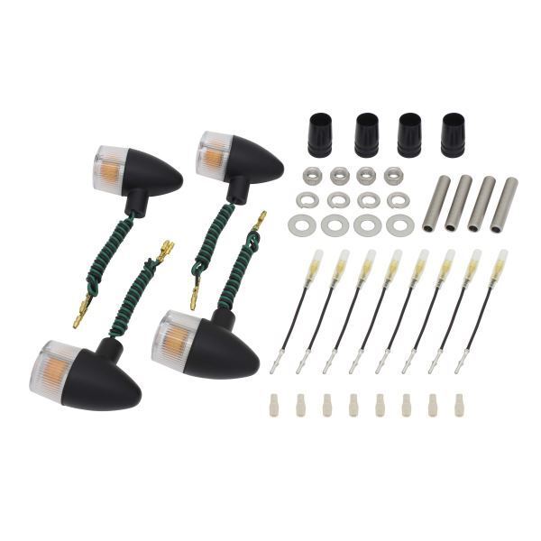 W650(-2003) 用 クラシカル 砲弾タイプ ウインカーKIT ブラックボディ/クリアーレンズ|ポッシュフェイス/POSH拍卖