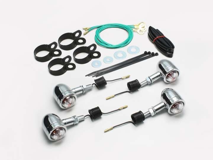 スティード400/VLX/VCL/VSE用 ミニブレットウインカーキット・フレームマウント(クリアレンズ) |ハリケーン拍卖