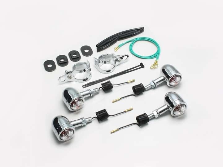 シャドウスラッシャー400(00-06/NC40)用 ミニブレットウインカーキット・フォークマウント(クリアレンズ) |ハリケーン拍卖