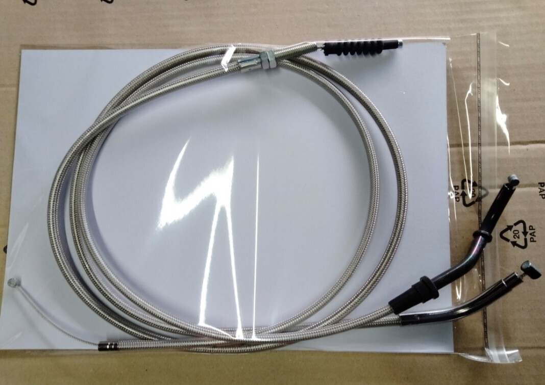 送料込み KAWASAKI GPZ400F GPZ400F2 GPZ550F用 30cmロング クラッチ アクセル ワイヤー ケーブル セット メツシュ 新品拍卖