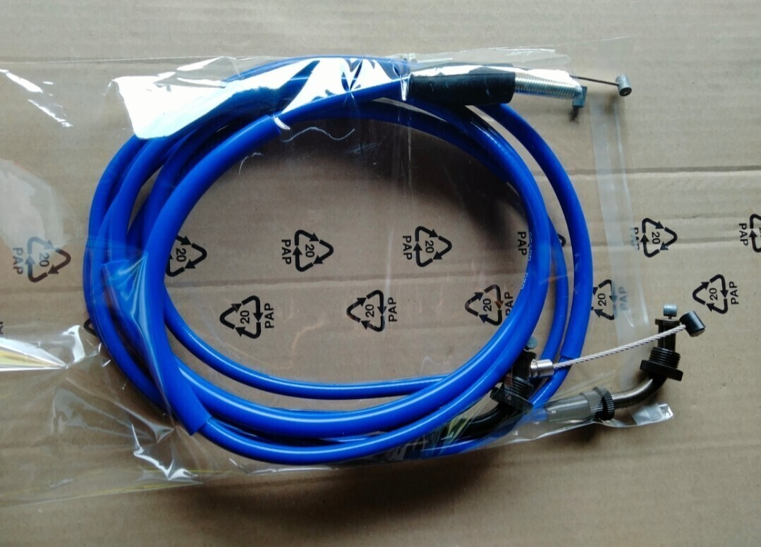 送料込み SUZUKI 後期型 GS400 GS400E 15cm ロング アクセル クラッチ ワイヤー ケーブル セット ブルー GS400E2 E3 GS425 GS400L拍卖