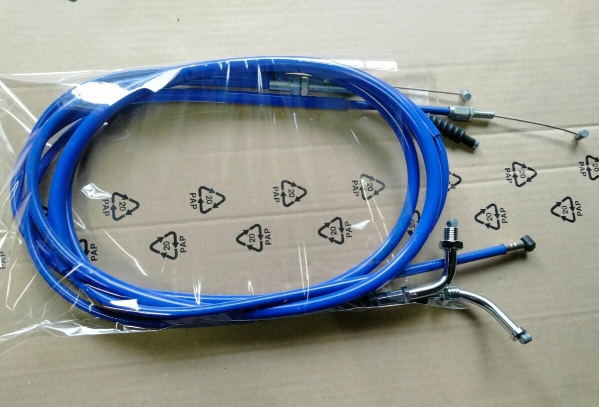 送料込みHONDA CB400N CB400Tホーク CB250T CB250N ホーク アクセル クラッチ ワイヤー ケーブルセット ブルー 20cmロング長さ拍卖