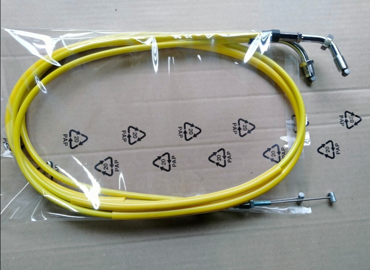 送料込みHONDA CB400N CB400Tホーク CB250T CB250N ホーク アクセル ワイヤー ケーブル イエロー 黄色 30cmロング長さ拍卖